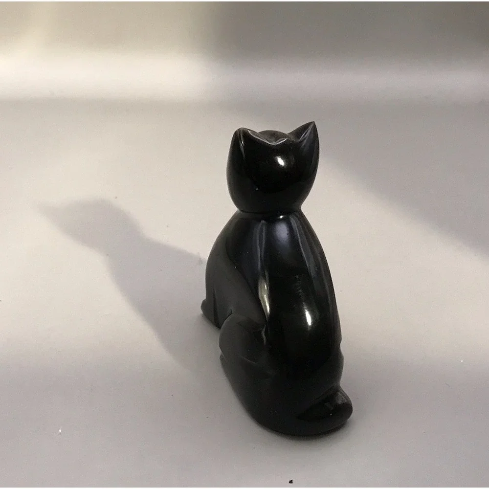Black‎ Onyx/marble? Stone Kitty Cat